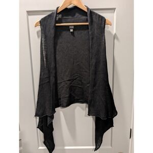 Eileen Fisher Linen Sleeveless Cardigan Vest Drape‎ Open Front Elegant Layering